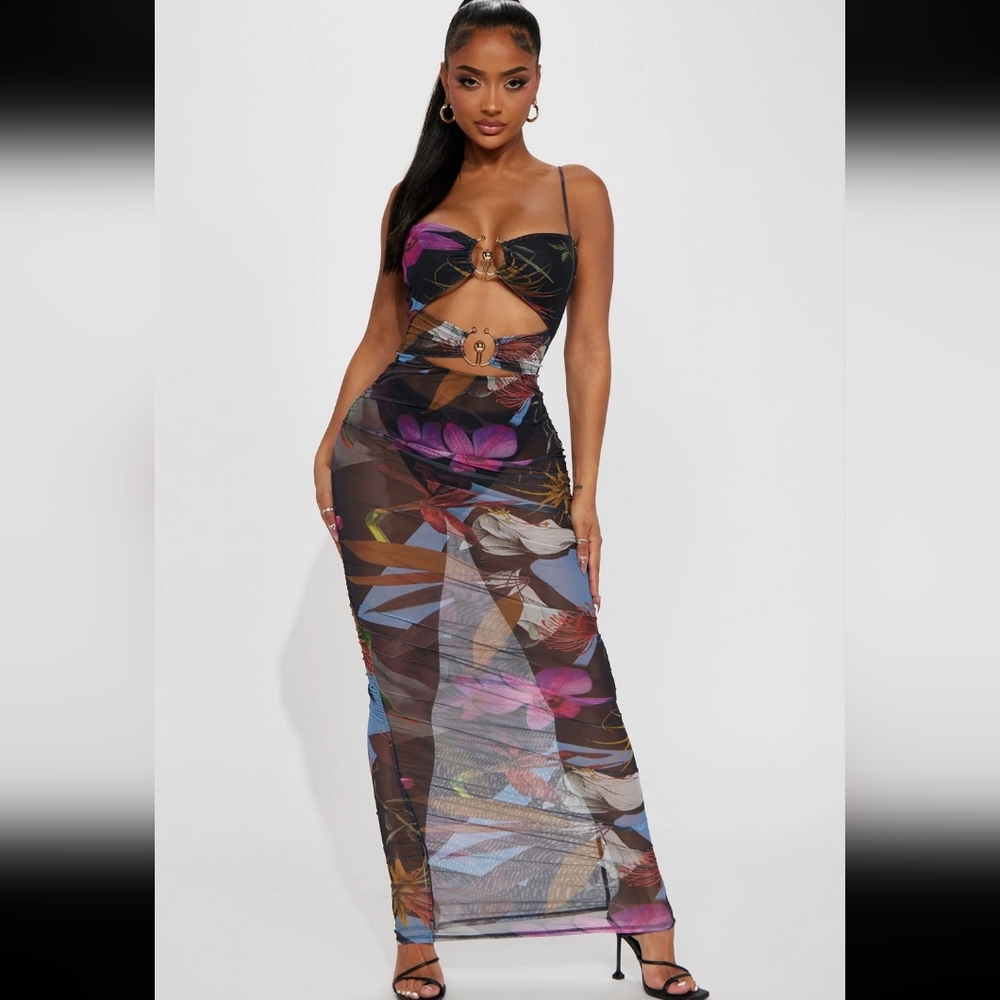 Fashion Nova Multicolor Floral Maxi Dress
